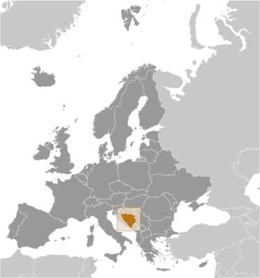 Locator map for Bosnia and Herzegovina
