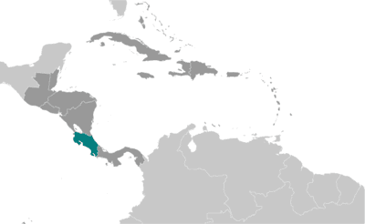 Locator map for Costa Rica