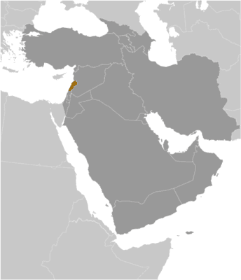 Locator map for Lebanon