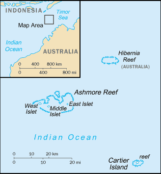 Map for Ashmore and Cartier Islands