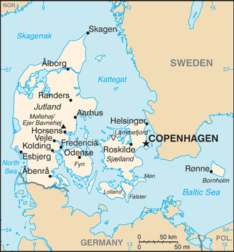 Map for Denmark