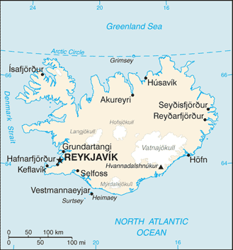 Map for Iceland
