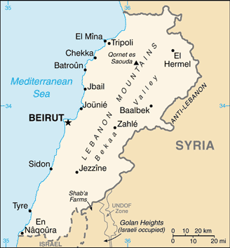 Map for Lebanon