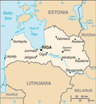 Map for Latvia