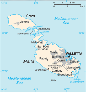 Map for Malta
