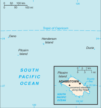 Map for Pitcairn Islands