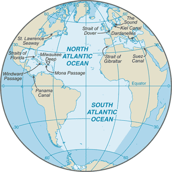 Map for Atlantic Ocean