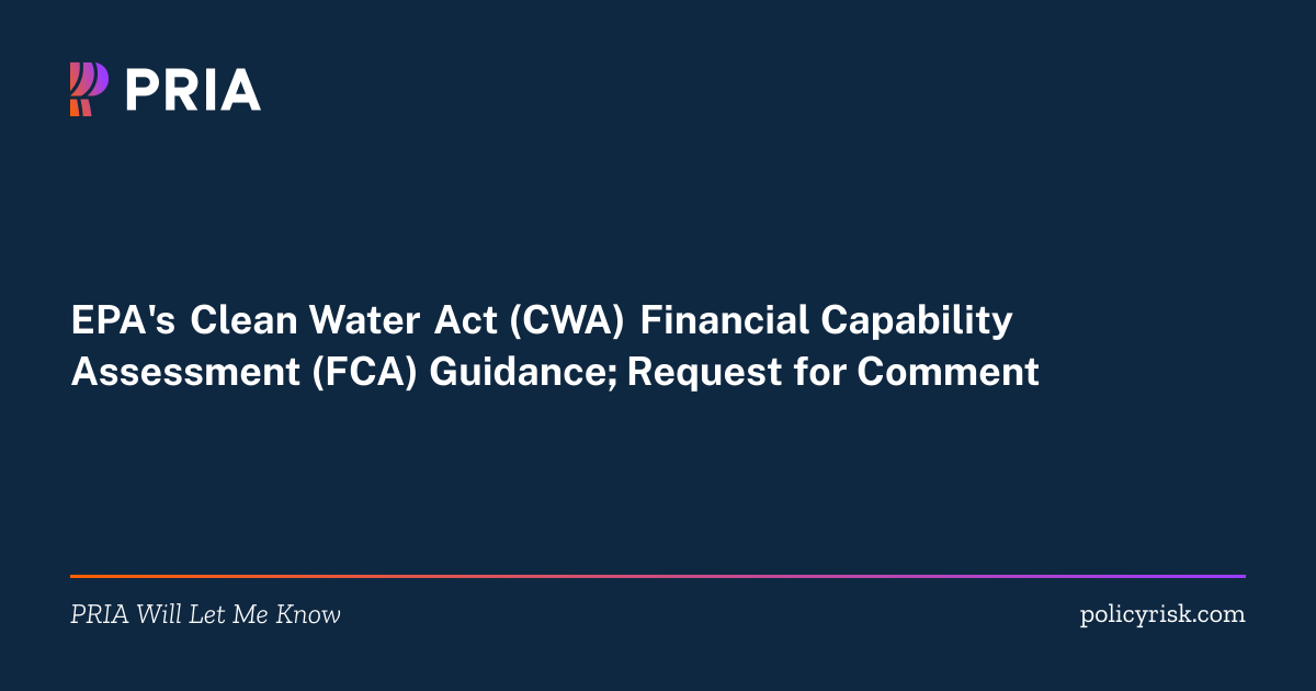 2026-05864 | EPA's Clean Water Act (CWA) Financial C… | PRIA