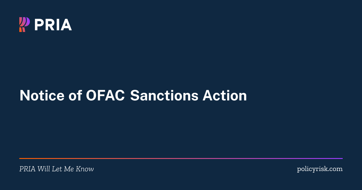 2026-20395 | Notice of OFAC Sanctions Action | PRIA