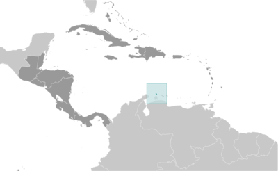 Map showing the location of Aruba