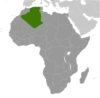 Map showing the location of Algeria