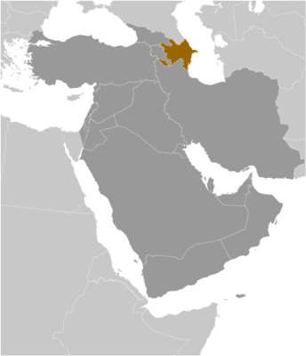 Map showing the location of Azerbaijan