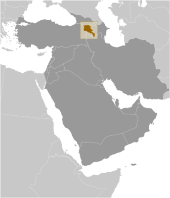 Map showing the location of Armenia