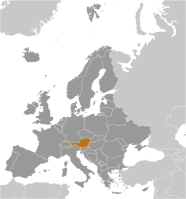 Map showing the location of Austria