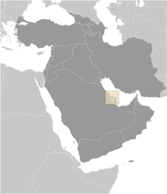 Map showing the location of Bahrain