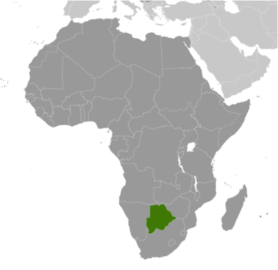 Map showing the location of Botswana