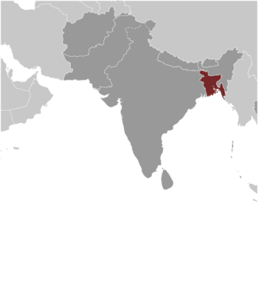 Map showing the location of Bangladesh