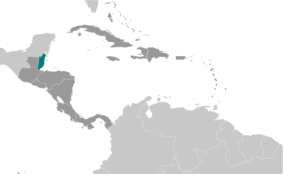 Map showing the location of Belize