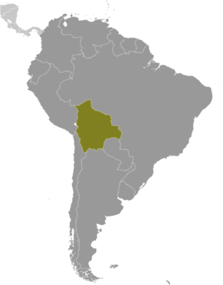Map showing the location of Bolivia