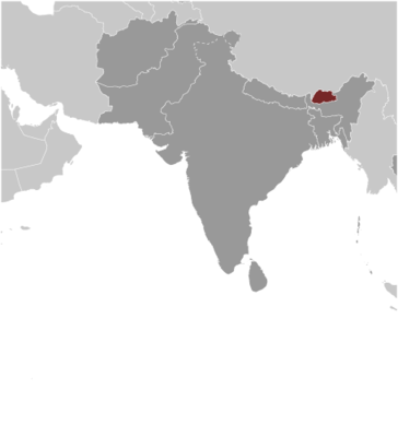 Map showing the location of Bhutan