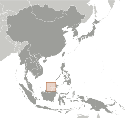Map showing the location of Brunei