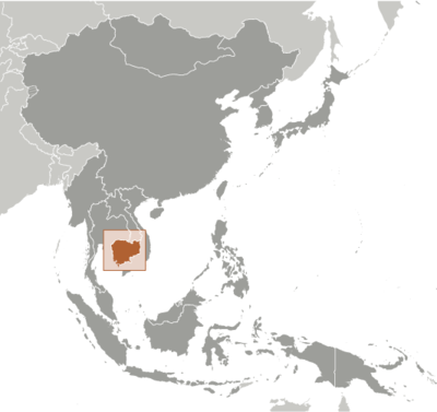 Map showing the location of Cambodia