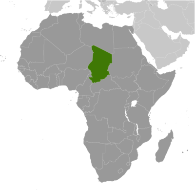 Map showing the location of Chad