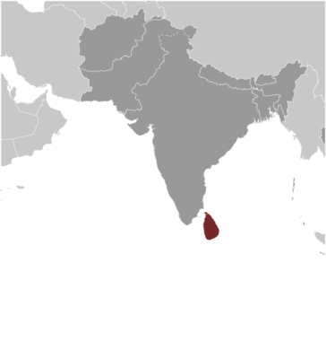Map showing the location of Sri Lanka