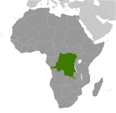Map showing the location of Congo, Democratic Republic of the Congo (formerly Za