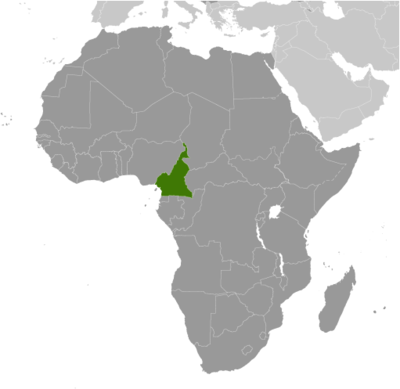 Map showing the location of Cameroon