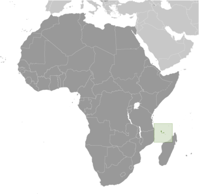 Map showing the location of Comoros