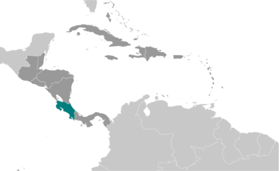 Map showing the location of Costa Rica