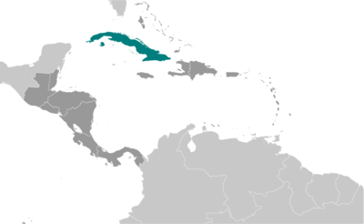 Map showing the location of Cuba