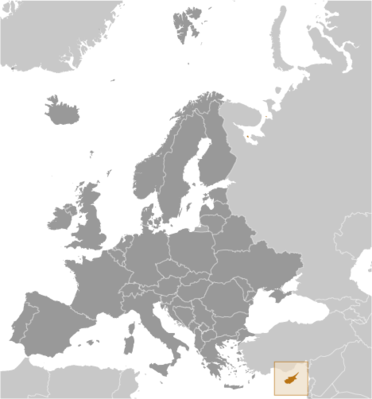 Map showing the location of Cyprus
