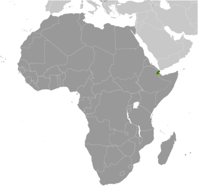 Map showing the location of Djibouti