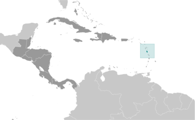 Map showing the location of Dominica