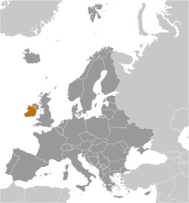 Map showing the location of Ireland