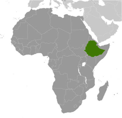 Map showing the location of Ethiopia