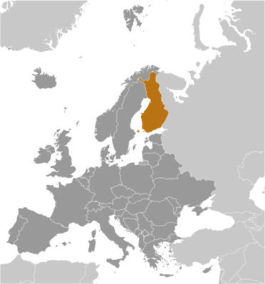 Map showing the location of Finland