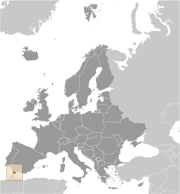 Map showing the location of Gibraltar