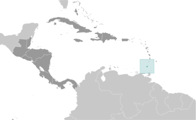 Map showing the location of Grenada