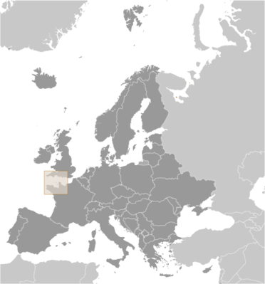 Map showing the location of Guernsey