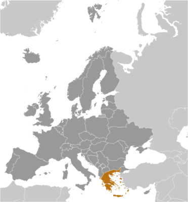 Map showing the location of Greece