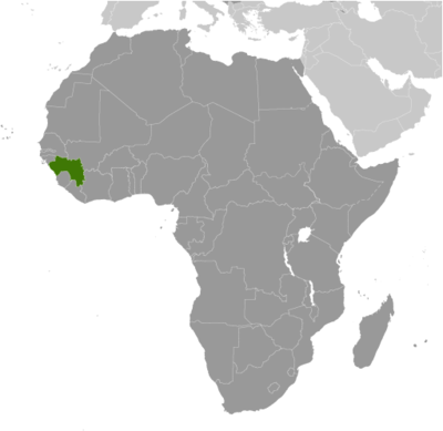 Map showing the location of Guinea