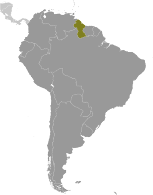 Map showing the location of Guyana