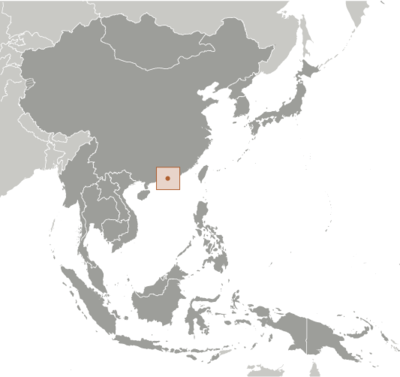Map showing the location of Hong Kong