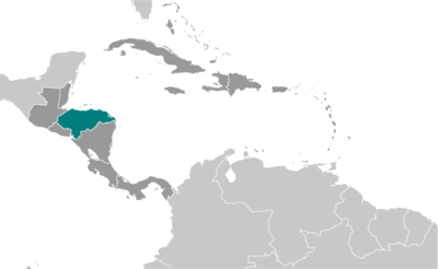 Map showing the location of Honduras