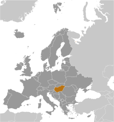 Map showing the location of Hungary