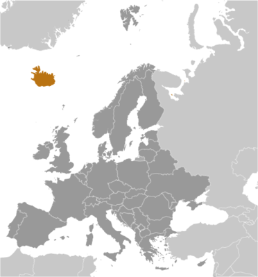 Map showing the location of Iceland