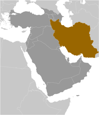 Map showing the location of Iran
